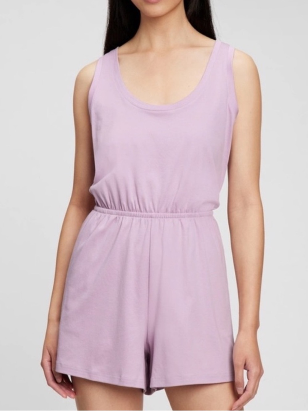 Gap Women L Lavender Frost Casual Pockets Sleeveless Racerback Cutout Romper NWT